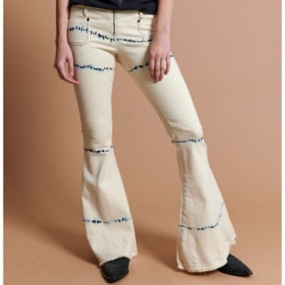 One Teaspoon Denim - One Teaspoon Cream Tie-Dye Flare Jeans